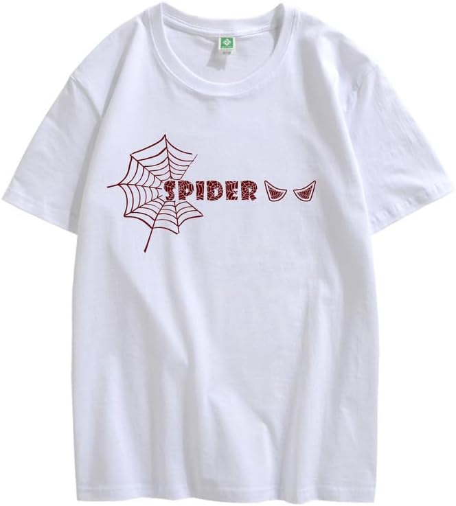 CORIRESHA Y2K Spider Web Camiseta cuello redondo manga corta casual Halloween ropa