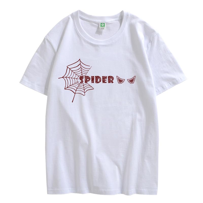 CORIRESHA Y2K Spider Web Camiseta cuello redondo manga corta casual Halloween ropa