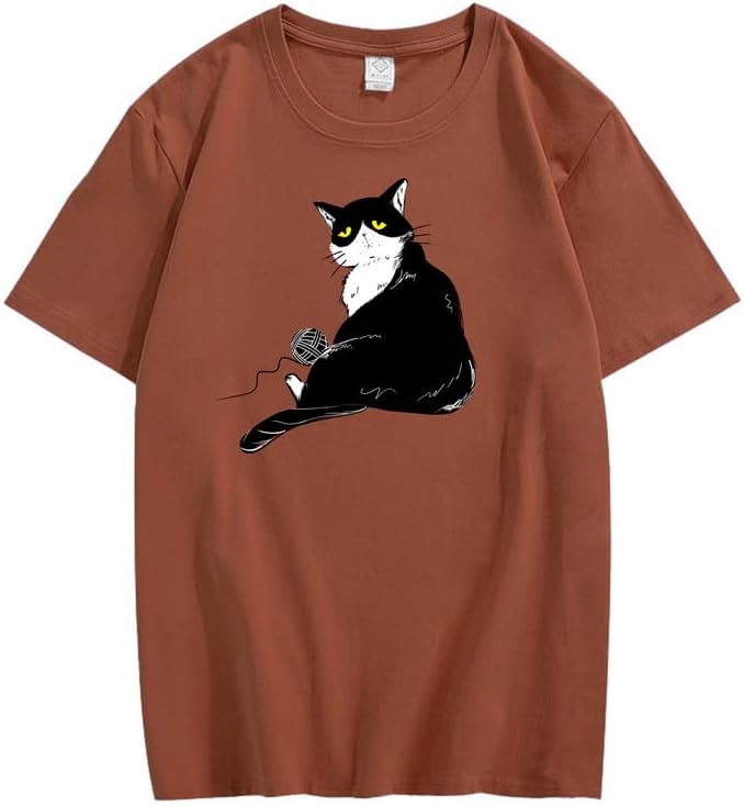 CORIRESHA Camiseta holgada de algodón con cuello redondo y manga corta para adolescente