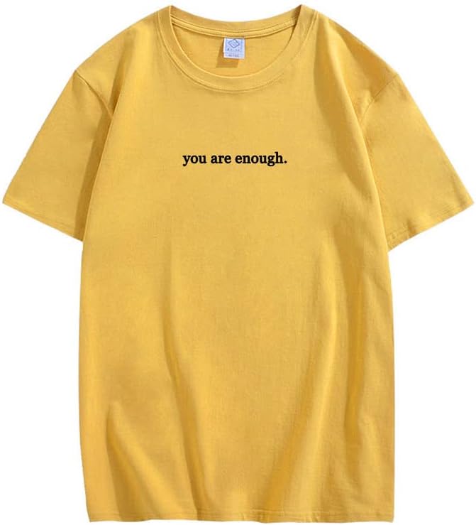CORIRESHA You are Enough Camisetas Casual Cuello Redondo Manga Corta Adolescente Letras Tops
