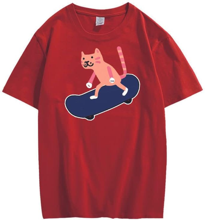CORIRESHA Camiseta juvenil de manga corta con cuello redondo y suave y suelta para amantes de los gatos