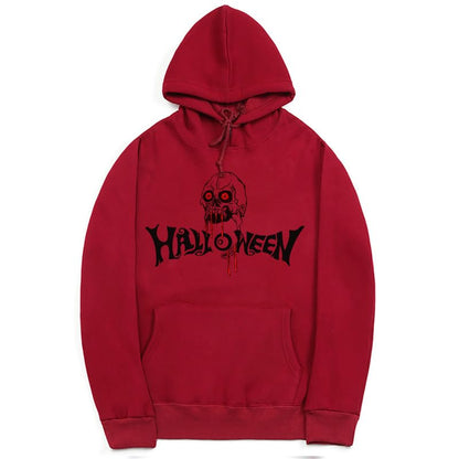 CORIRESHA Halloween Skull Sudadera con capucha de manga larga con cordón de algodón Unisex sudadera manchada de sangre