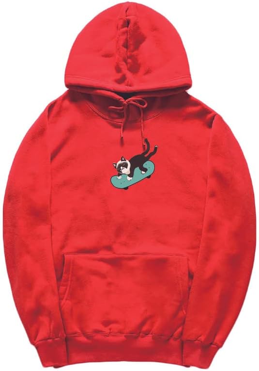 CORIRESHA Sudadera unisex divertida con diseño de gato y monopatín, de manga larga, suave y acogedora, a la moda