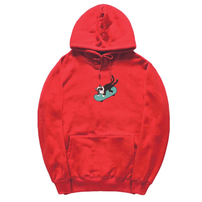 CORIRESHA Sudadera unisex divertida con diseño de gato y monopatín, de manga larga, suave y acogedora, a la moda