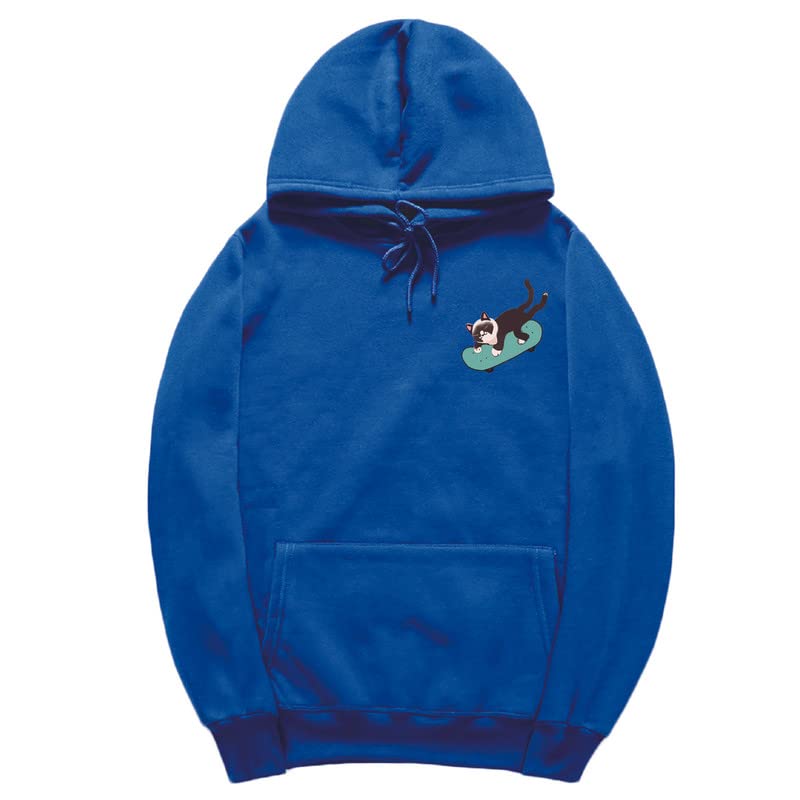 CORIRESHA Sudadera con capucha de manga larga con cordón y diseño de gato monopatín para jóvenes