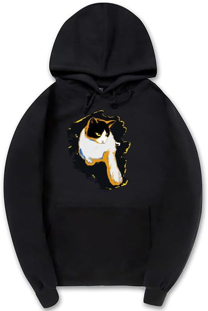 CORIRESHA Women's Teen Cute Cat Hoodie Long Sleeve Drawstring Casual Cotton Sweatshirt