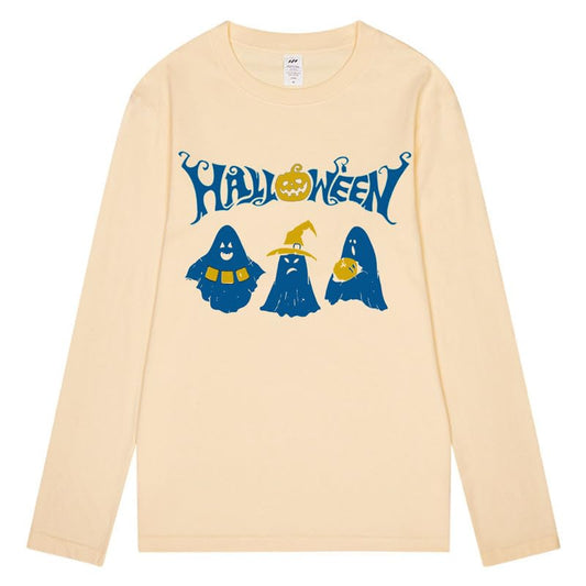 CORIRESHA Teen Ghost Camiseta Cuello Redondo Manga Larga Algodón Harajuku Halloween Tops