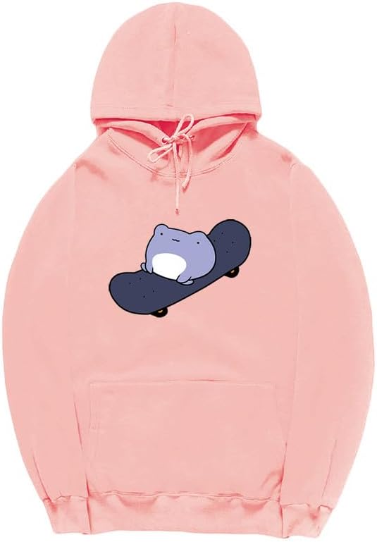 CORIRESHA Sudadera con capucha de rana linda para niñas adolescentes, manga larga, con cordón, para monopatín, Kawaii
