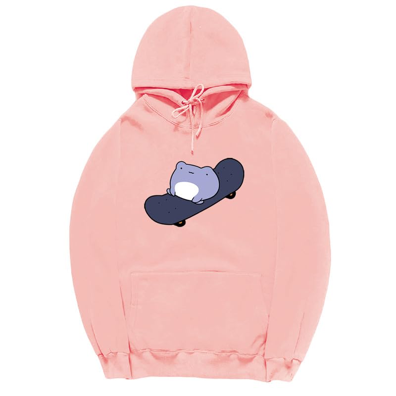 CORIRESHA Sudadera con capucha de rana linda para niñas adolescentes, manga larga, con cordón, para monopatín, Kawaii