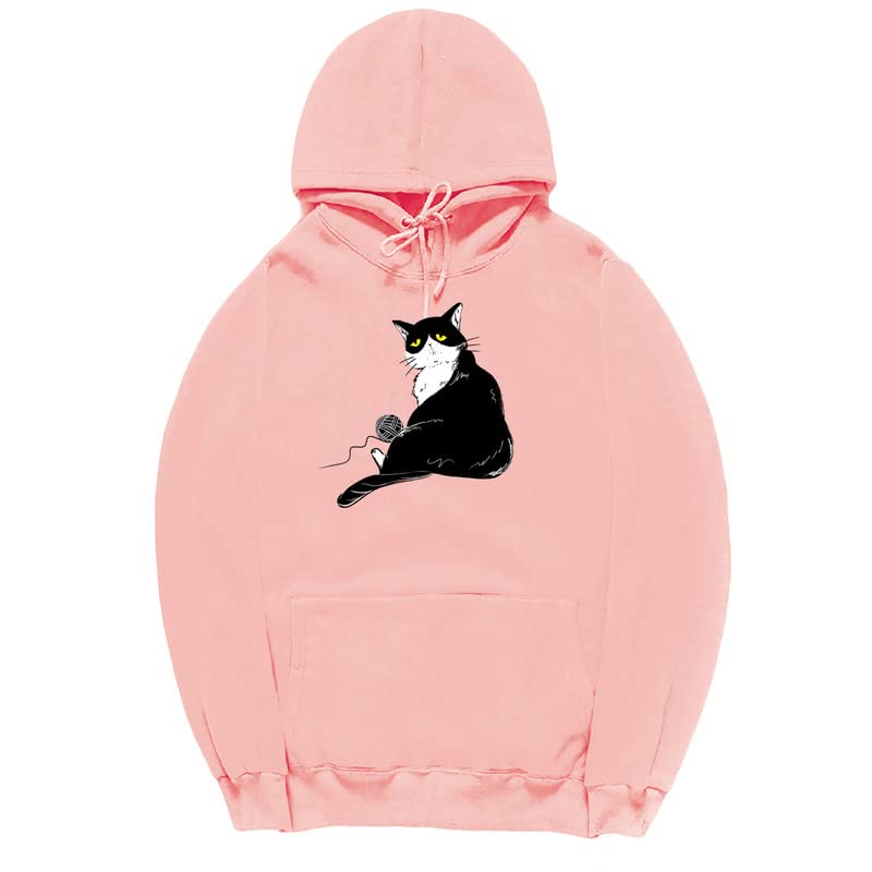 CORIRESHA Halloween Lindo Gato Sudadera con Capucha Manga Larga Cordón Bolsillo Canguro Sudadera Unisex