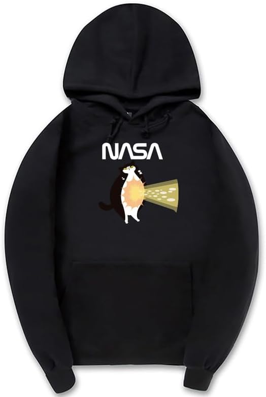 CORIRESHA Teen Cat Lover Hoodie Long Sleeve Drawstring Kangaroo Pocket NASA Sweatshirt