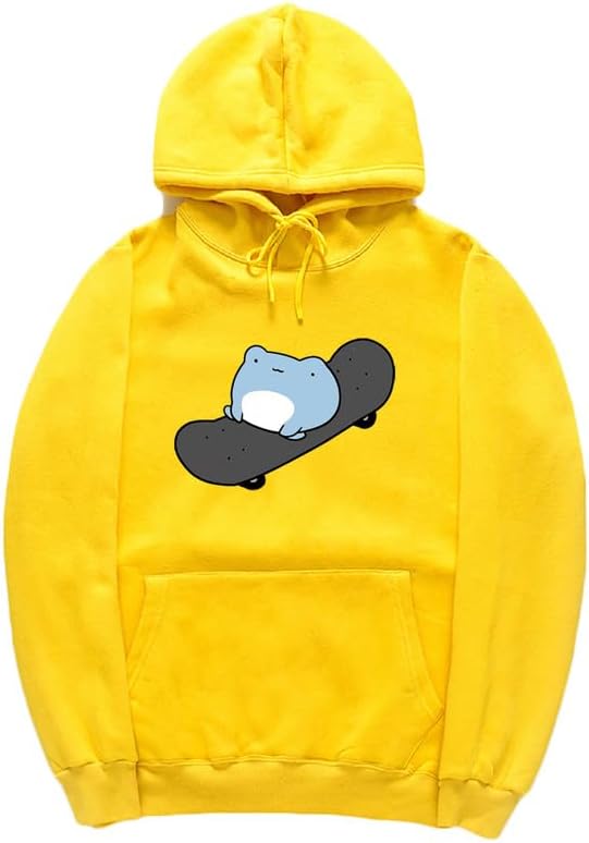 CORIRESHA Sudadera con capucha de rana linda adolescente de manga larga con cordón de algodón para monopatín