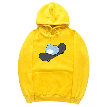 CORIRESHA Sudadera con capucha de rana linda adolescente de manga larga con cordón de algodón para monopatín