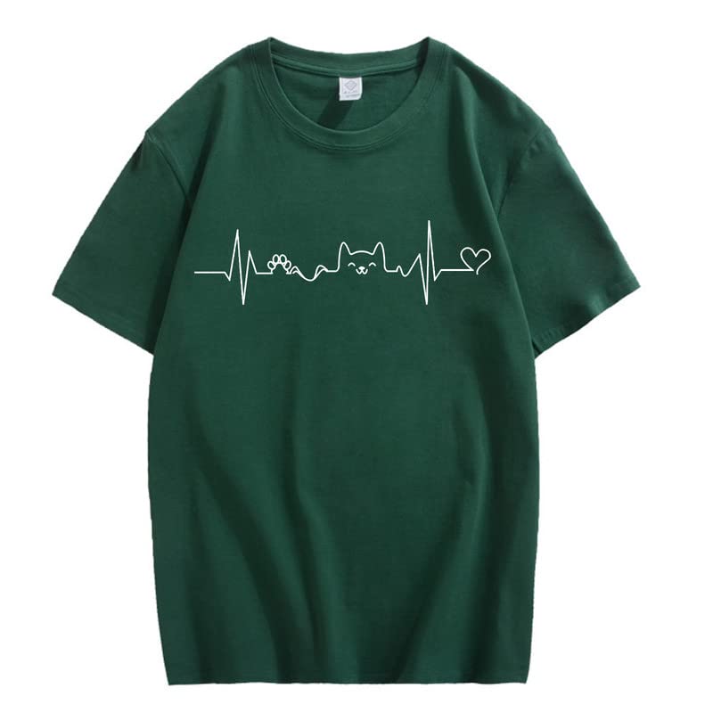 CORIRESHA Camisetas divertidas para amantes de los gatos con latido del corazón para adolescentes