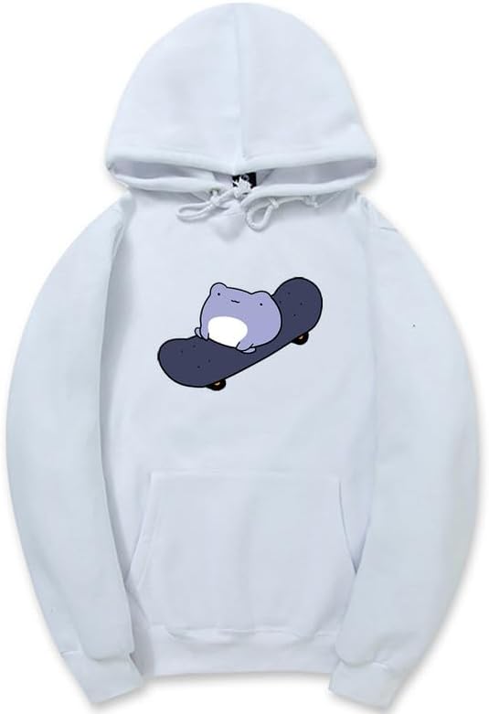 CORIRESHA Sudadera con capucha de rana linda para niñas adolescentes, manga larga, con cordón, para monopatín, Kawaii