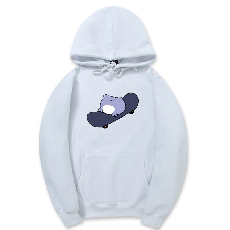 CORIRESHA Sudadera con capucha de rana linda para niñas adolescentes, manga larga, con cordón, para monopatín, Kawaii