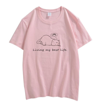 CORIRESHA Camisetas unisex con cuello redondo y manga corta con letras lindas