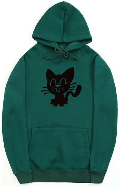 CORIRESHA Funny Black Cat Hoodie Long Sleeve Drawstring Kangaroo Pocket Cotton Sweatshirt