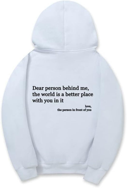 CORIRESHA Teen's You Are Enough Hoodie Dear Person Behind Me Letters Sweatshirt