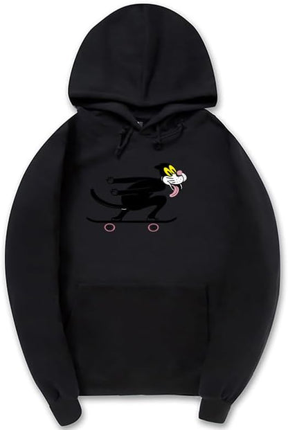 CORIRESHA Teen Skateboard Cat Hoodie Long Sleeve Drawstring Kangaroo Pocket Cute Sweatshirt