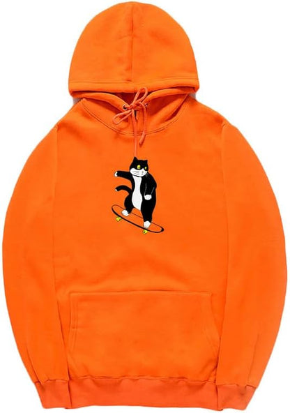 CORIRESHA Teen Cat Lover Hoodie Long Sleeve Drawstring Kangaroo Pocket Cute Skateboard Sweatshirt