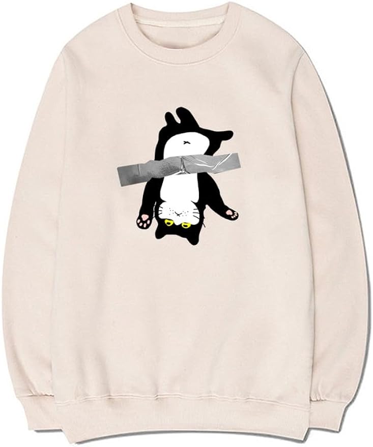 CORIRESHA Cat Lover Pullover Crew Neck Long Sleeve Cotton Cute Sweatshirt