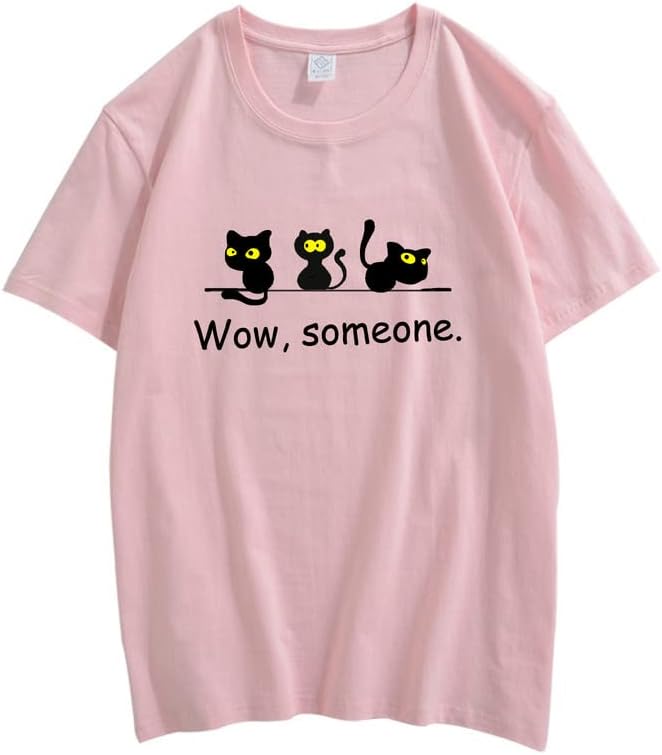 CORIRESHA Lindo Gato Negro Camisetas Amantes de los Animales Ropa Divertida Adolescentes