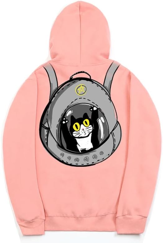 CORIRESHA Adolescentes Amantes de los Gatos Sudadera con capucha Casual Manga Larga Cordón Algodón Lindo Sudadera