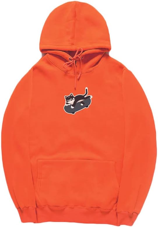 CORIRESHA Adolescente Kawaii Sudadera con capucha Skateboard Cat Casual Sudadera de algodón de manga larga