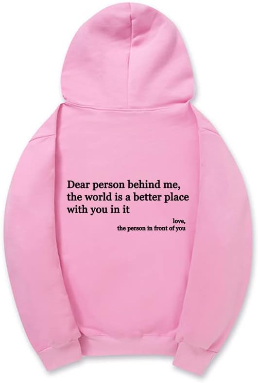 CORIRESHA Teen's You Are Enough Hoodie Dear Person Behind Me Letters Sweatshirt