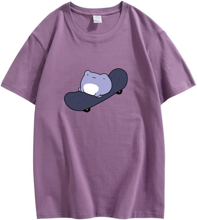 CORIRESHA Camiseta básica de verano con cuello redondo y manga corta para mujer