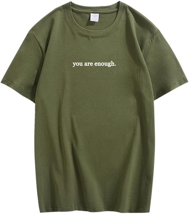 CORIRESHA You are Enough Camisetas Casual Cuello Redondo Manga Corta Adolescente Letras Tops