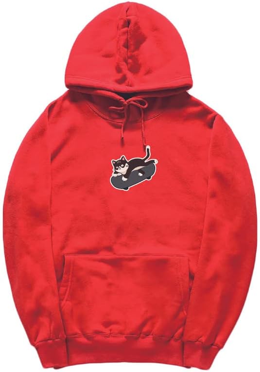 CORIRESHA Adolescente Kawaii Sudadera con capucha Skateboard Cat Casual Sudadera de algodón de manga larga