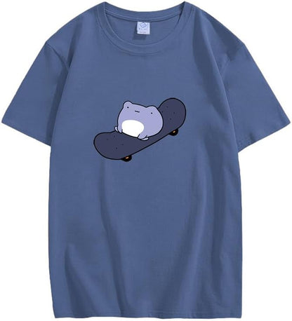CORIRESHA Camiseta básica de verano con cuello redondo y manga corta para mujer