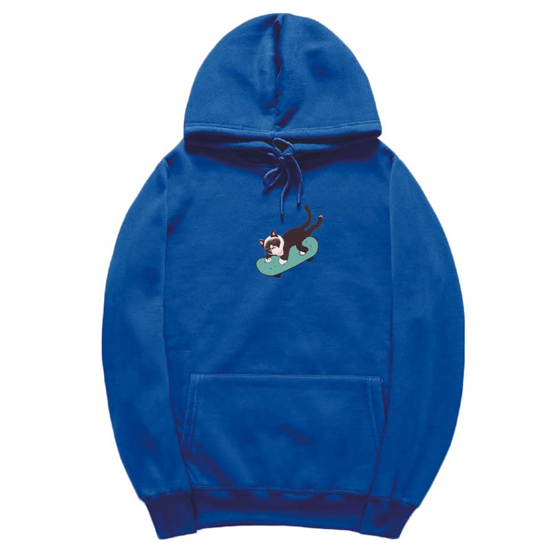 CORIRESHA Sudadera unisex divertida con diseño de gato y monopatín, de manga larga, suave y acogedora, a la moda