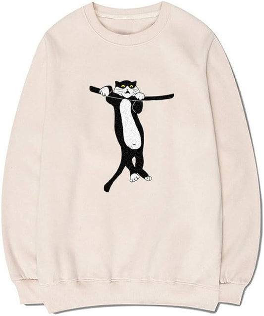 CORIRESHA Unisex Cat Lovers Sweatshirt Crewneck Long Sleeves Casual Cozy Cute Pullover