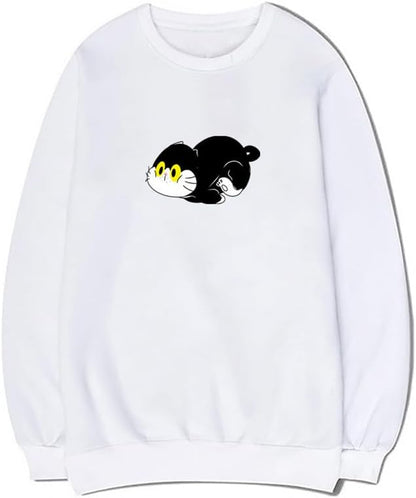 CORIRESHA Cat Lovers Sweatshirt Crew Neck Long Sleeve Cotton Cute Pullover