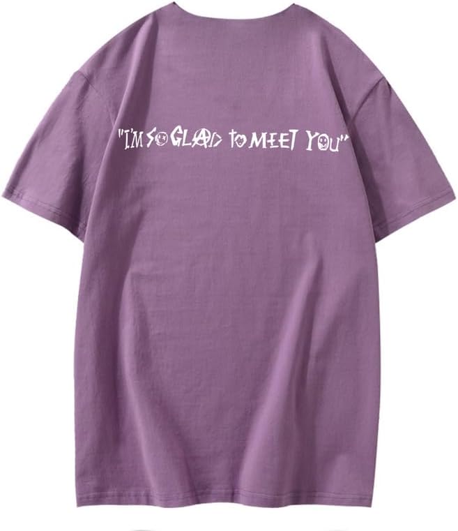 CORIRESHA Camiseta holgada de verano de manga corta con cuello redondo y estampado de letras en la espalda unisex
