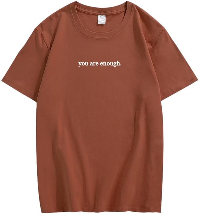CORIRESHA You are Enough Camisetas Casual Cuello Redondo Manga Corta Adolescente Letras Tops