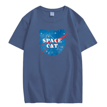 CORIRESHA Unisex Space Cat Graphic Kawaii Clothing Teen Short Sleeve T-Shirt