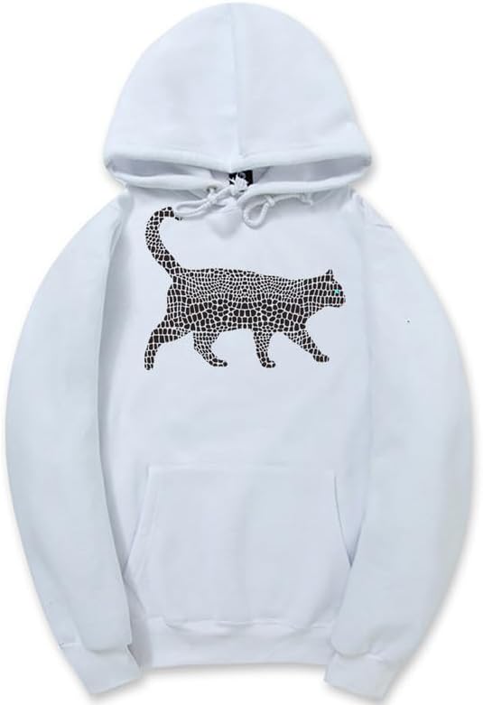 CORIRESHA Spotted Cat Long Sleeve Drawstring Cotton Cute Animal Hoodie Sweatshirt