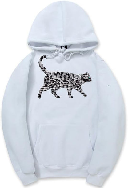 CORIRESHA Spotted Cat Long Sleeve Drawstring Cotton Cute Animal Hoodie Sweatshirt