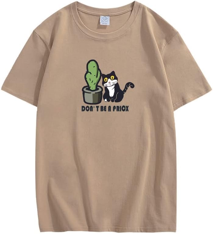 CORIRESHA Divertidos Gatos Blancos y Negros Camisetas de Cactus Ropa Casual de Verano para Adolescentes Kawaii