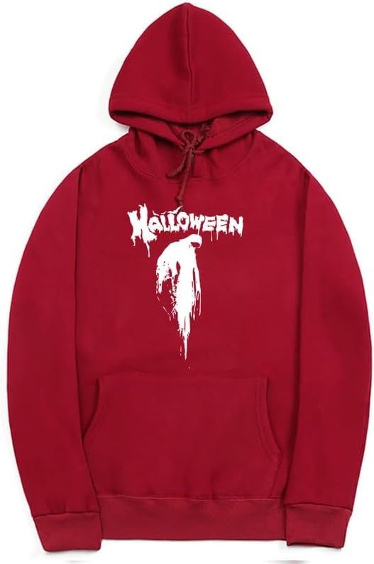 CORIRESHA Sudadera con capucha unisex con estampado de sangre informal de manga larga con cordón para Halloween