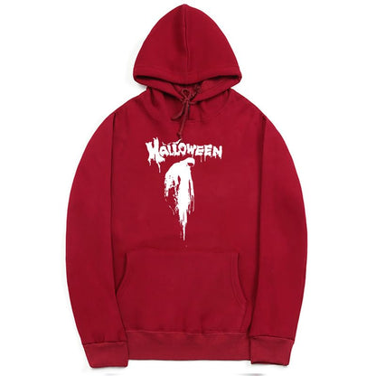 CORIRESHA Sudadera con capucha unisex con estampado de sangre informal de manga larga con cordón para Halloween