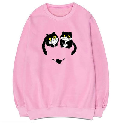 CORIRESHA Unisex Cute Cat Sweatshirts Crewneck Long Sleeves Casual Hearts Pullovers