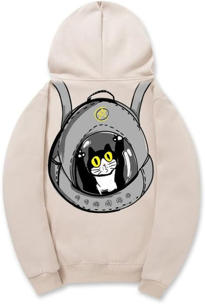 CORIRESHA Teens Cat Lovers Hoodie Casual Long Sleeve Drawstring Cotton Cute Sweatshirt