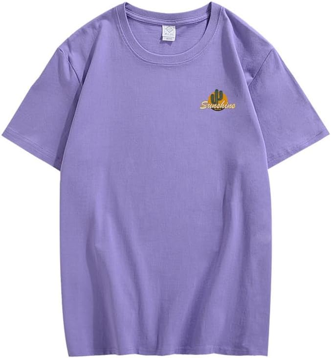 CORIRESHA Vintage Cactus Sunshine Graphic Crewneck Short Sleeves Casual Teen T-Shirts