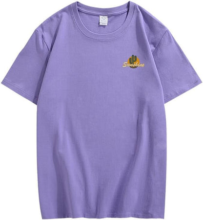 CORIRESHA Vintage Cactus Sunshine Graphic Crewneck Short Sleeves Casual Teen T-Shirts