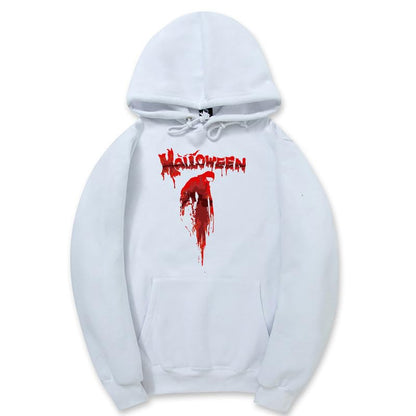 CORIRESHA Unisex Blood Print Hoodie Casual Long Sleeve Drawstring Halloween Sweatshirt